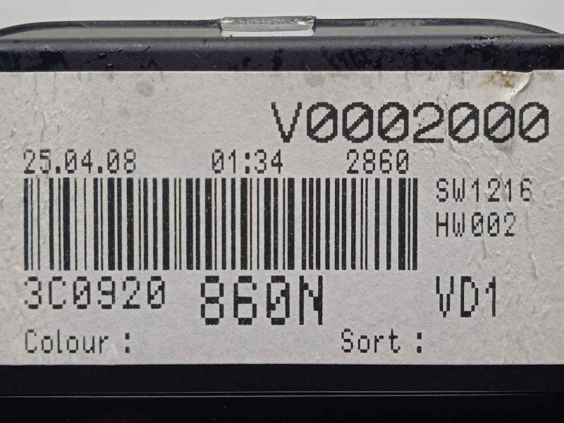 Recambio de cuadro instrumentos para volkswagen passat berlina (3c2) 2.0 tdi referencia OEM IAM 3C0920860N-A2C53194181  