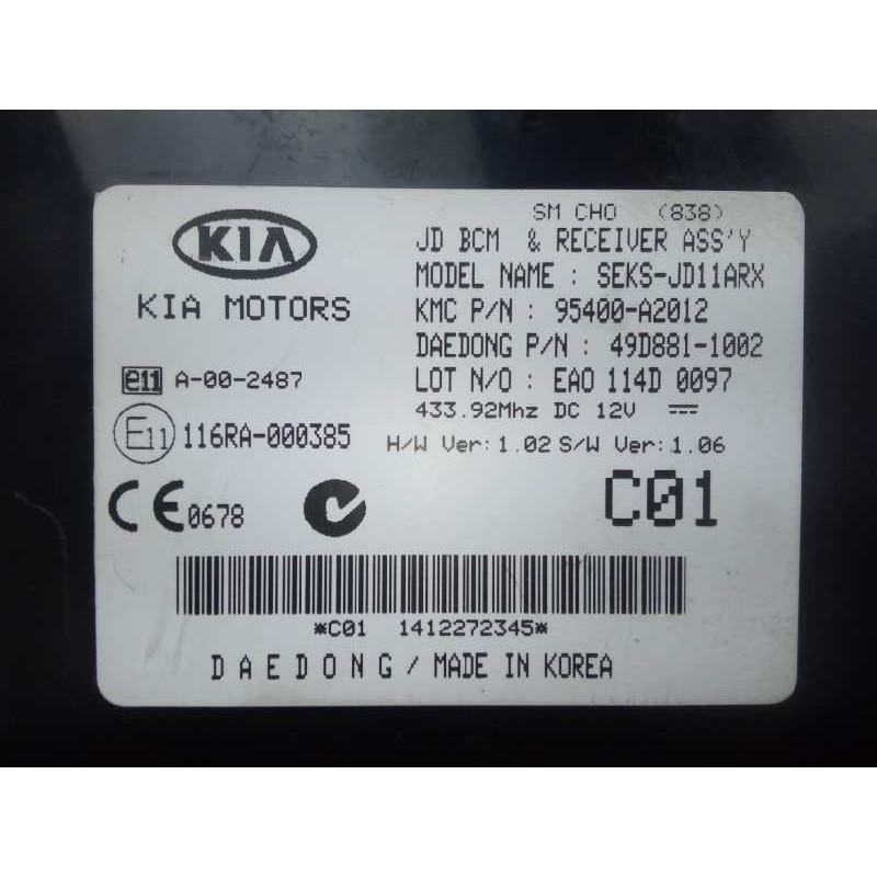 Recambio de modulo electronico para kia cee´d 1.4 cat referencia OEM IAM 95400A2012-49D8811002  