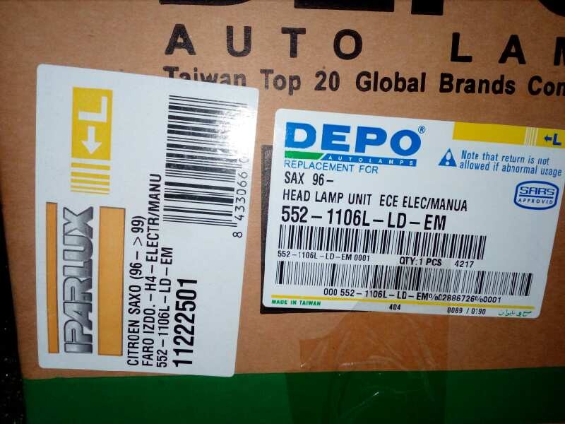Recambio de faro izquierdo para citroën saxo referencia OEM IAM 11222501 1.SERIE SIN USAR - H4