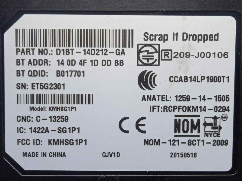 Recambio de modulo electronico para ford kuga (cbs) 1.5 ecoboost cat referencia OEM IAM D1BT14D212GA  