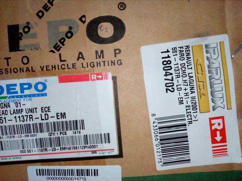 Recambio de faro derecho para renault laguna ii grandtour (kg0) referencia OEM IAM 11804702 01-05 SIN USAR