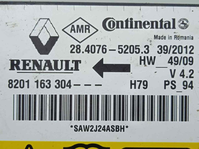 Recambio de centralita airbag para dacia duster 1.6 16v cat referencia OEM IAM 28407652053-8201163304  
