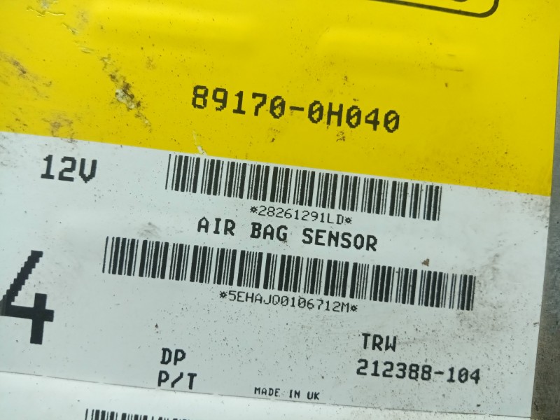 Recambio de centralita airbag para peugeot 107 1.0 cat (384f) referencia OEM IAM 891700H040  