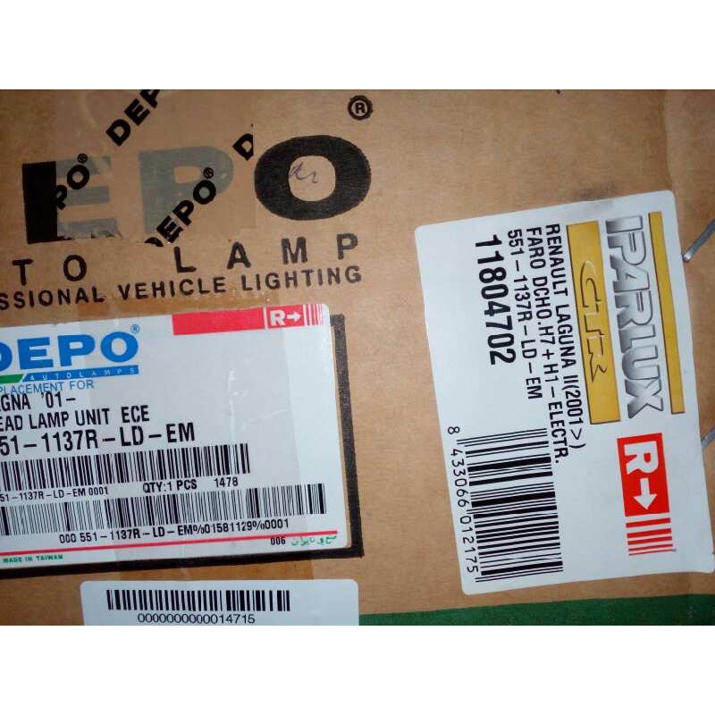 Recambio de faro derecho para renault laguna ii grandtour (kg0) referencia OEM IAM 11804702 01-05 SIN USAR