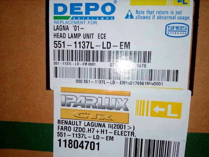 Recambio de faro izquierdo para renault laguna ii grandtour (kg0) referencia OEM IAM 11804701 01-05 SIN USAR