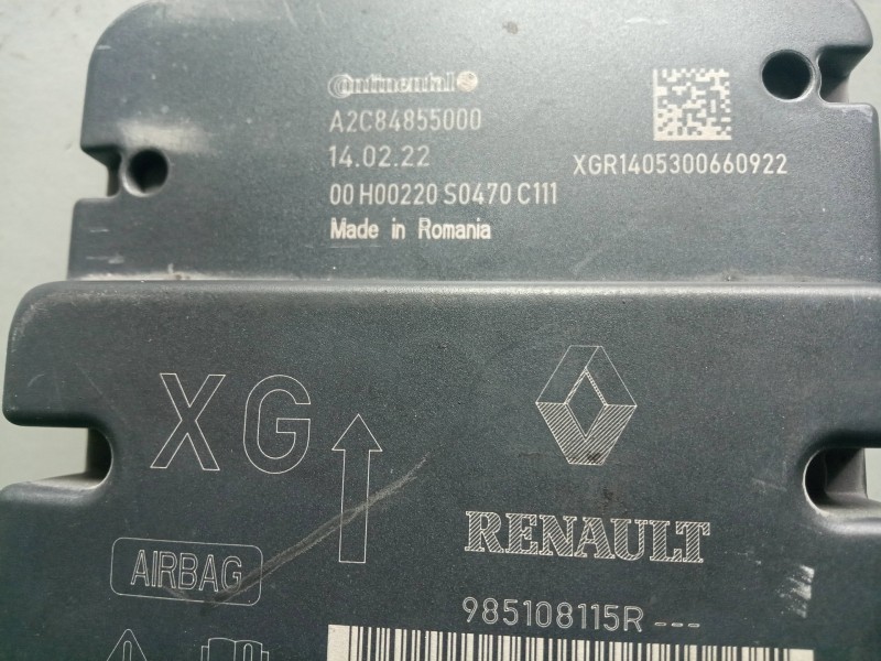 Recambio de centralita airbag para renault clio iv 1.2 tce referencia OEM IAM 985108115R-A2C84855000 CONTINENTAL 
