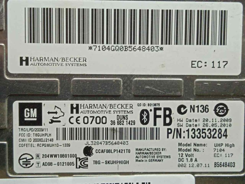Recambio de modulo electronico para opel insignia berlina 2.0 cdti cat referencia OEM IAM 13353284  