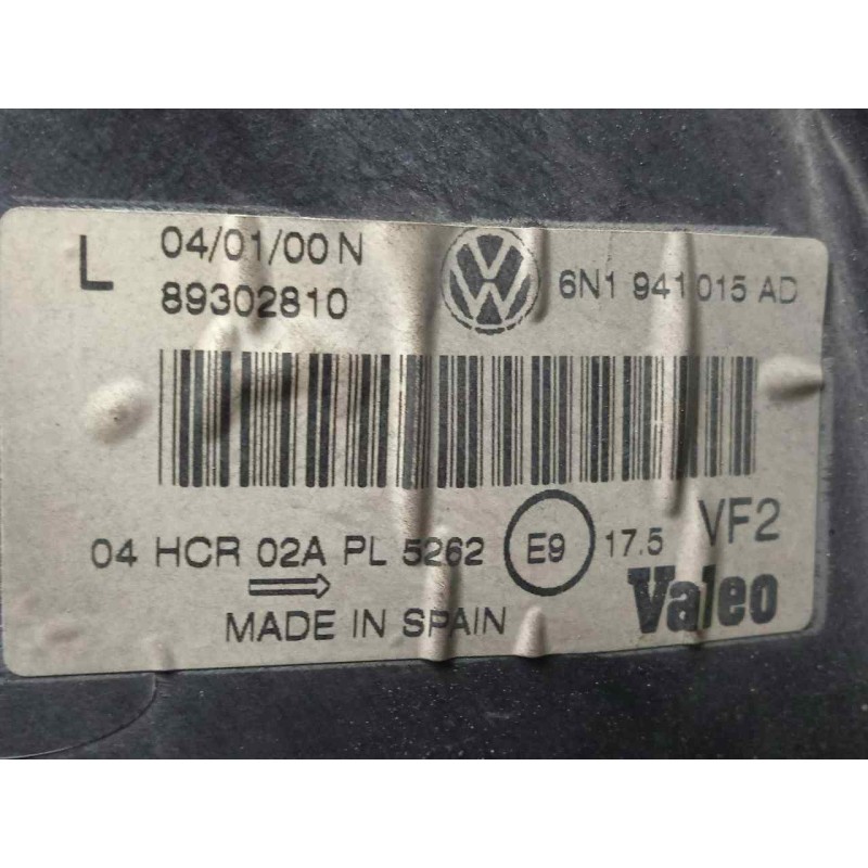 Recambio de faro izquierdo para volkswagen polo berlina (6n2) 1.4 referencia OEM IAM 6N1941015AD 00-02 TRANSPARENTE
