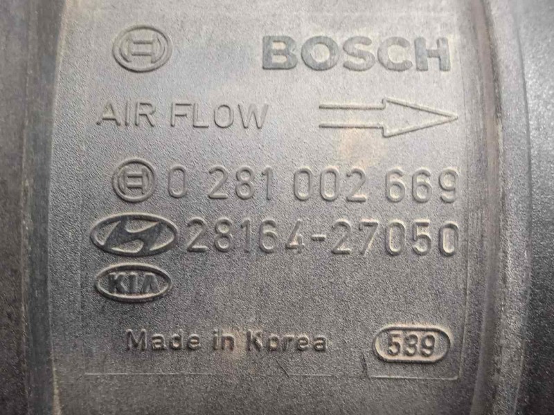 Recambio de caudalimetro para kia cerato 2.0 turbodiesel cat referencia OEM IAM 0281002669-2816427050 5.PINES BOSCH