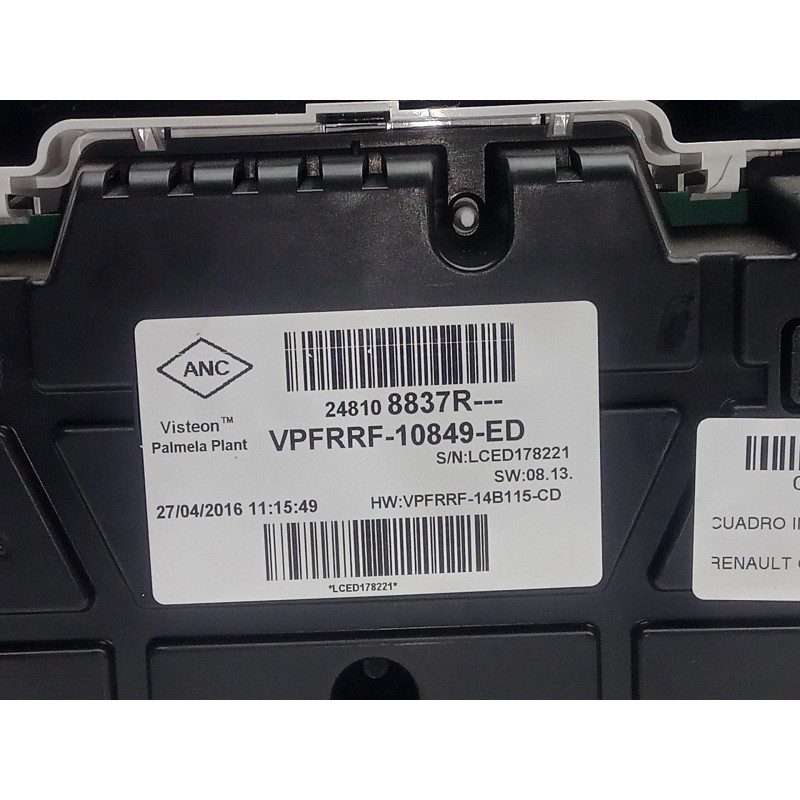Recambio de cuadro instrumentos para renault clio iv 1.2 16v referencia OEM IAM 248108837R-VPFRRF10849ED 1.ENCHUFE 