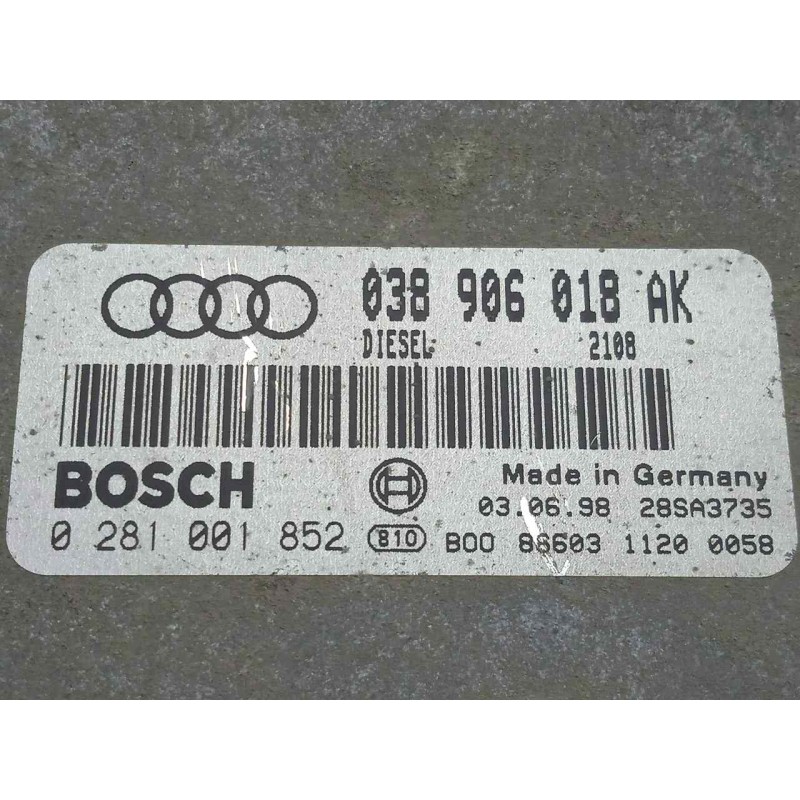 Recambio de centralita motor uce para audi a3 (8l) 1.9 tdi referencia OEM IAM 0281001852-038906018AK  BOSCH