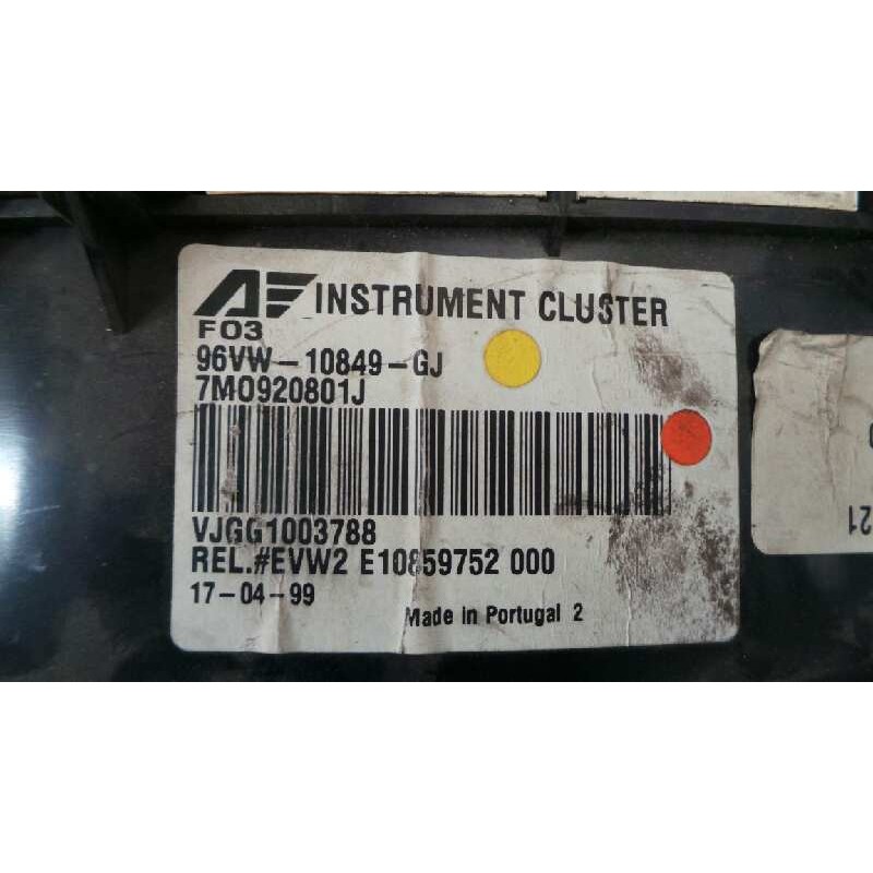 Recambio de cuadro instrumentos para seat alhambra (7v8) referencia OEM IAM 96VW10849GJ-7M0920801J  