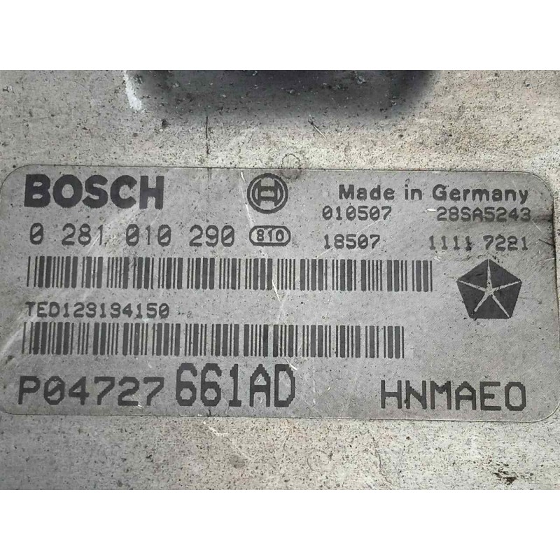Recambio de centralita motor uce para chrysler voyager (rg) 2.5 crd cat referencia OEM IAM 0281010290-P04727661AD-EDC15C5 EDC15C