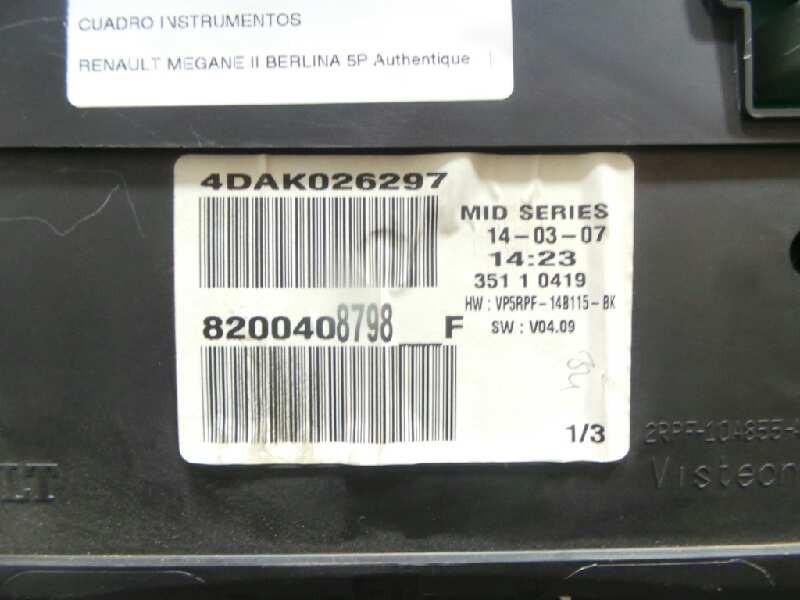 Recambio de cuadro instrumentos para renault megane ii berlina 5p authentique referencia OEM IAM 8200408798F-4DAK026297-35110419
