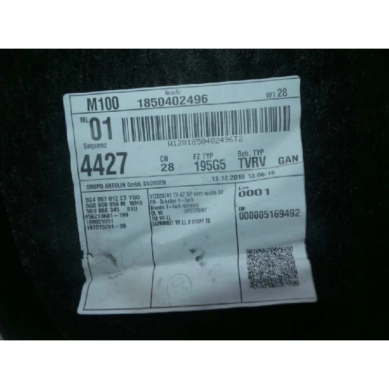 Recambio de guarnecido puerta delantera derecha para volkswagen golf vii variant (bv5) 1.6 tdi referencia OEM IAM   