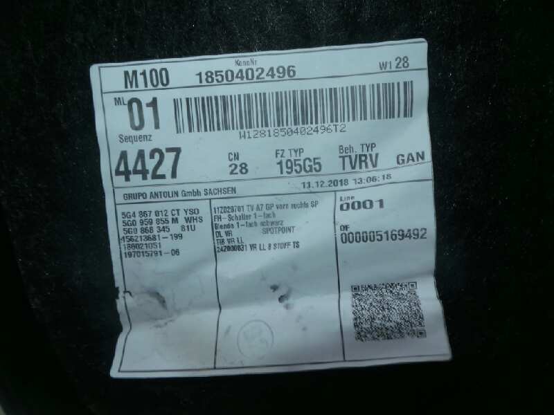 Recambio de guarnecido puerta delantera derecha para volkswagen golf vii variant (bv5) 1.6 tdi referencia OEM IAM   