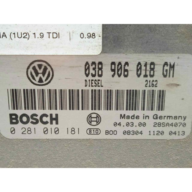 Recambio de centralita motor uce para skoda octavia berlina (1u2) 1.9 tdi referencia OEM IAM 0281010181-038906018GM-EDC15V EDC15