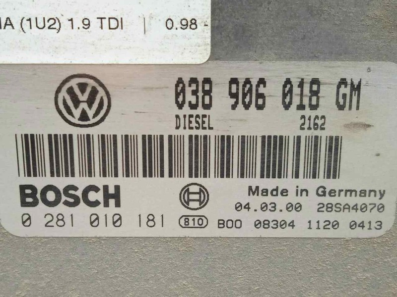 Recambio de centralita motor uce para skoda octavia berlina (1u2) 1.9 tdi referencia OEM IAM 0281010181-038906018GM-EDC15V EDC15